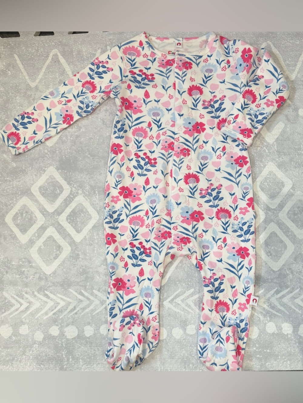 Magnetic Me Floral Footed Onesie Footie Pink & Blue